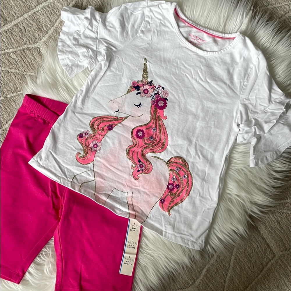NWT Unicorn Dreams Kids Matching Set - Pink and White size 10/12